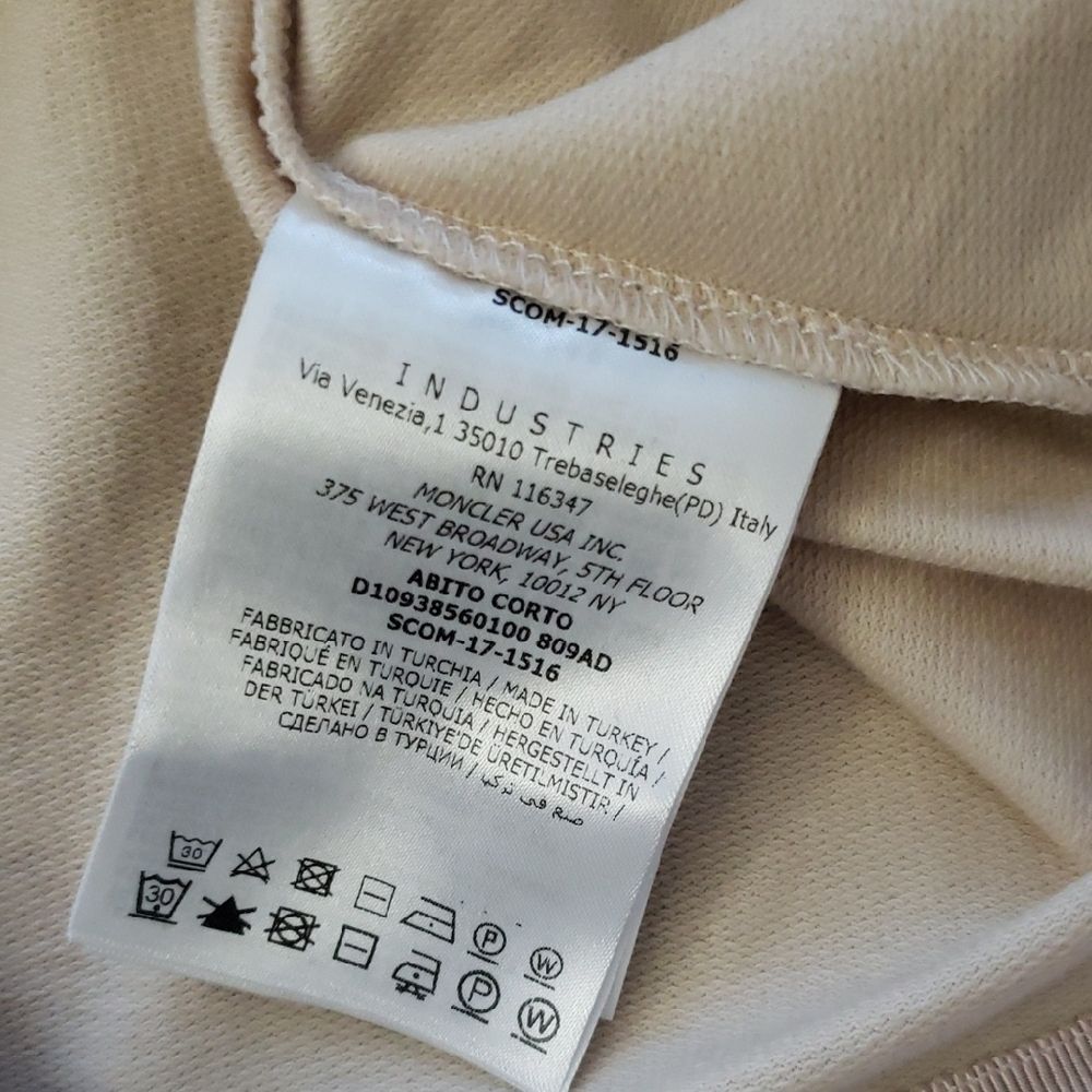 Moncler Twotone Cream Cotton Puff Sleeve Dress Size Medium NEW Retro Y2K Preppy - Picture 6 of 11